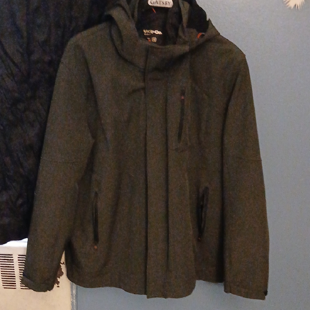 Hawke & Co Gray Raincoat with Hood and Zipper